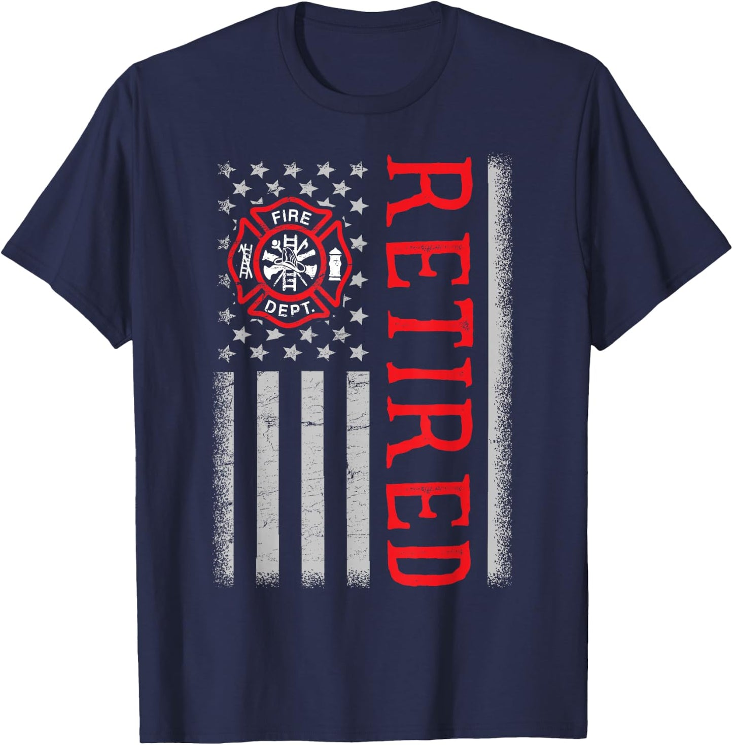 Thin Red Line Firefighter American Flag Retired T-Shirt - T-Shirt | Navy