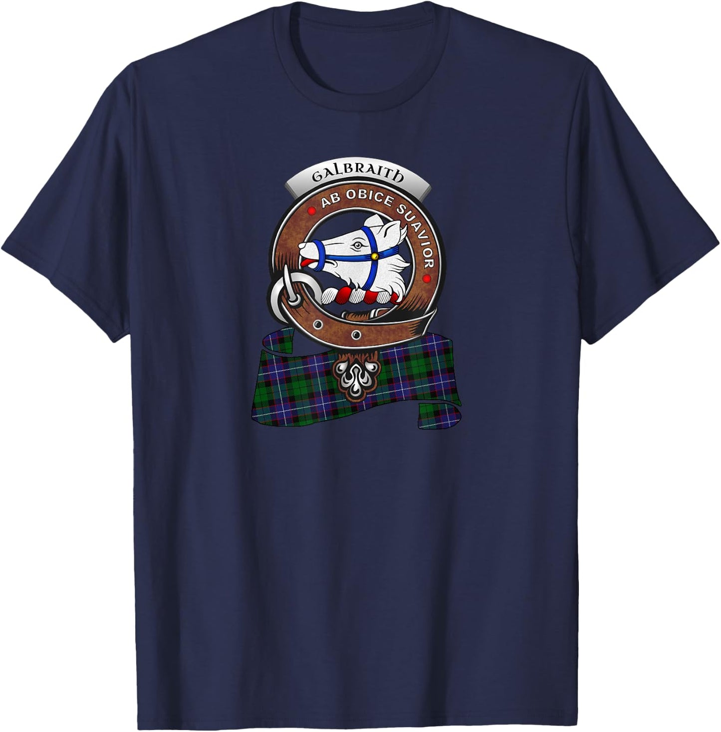 Galbraith Clan Badge &Tartan T-Shirt - T-Shirt | Navy