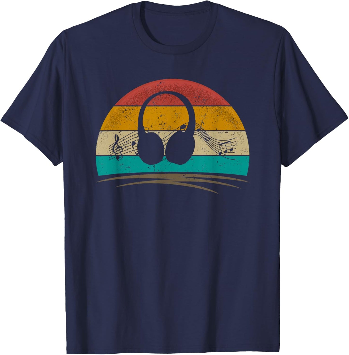 Headphones Retro Vintage 70s Music Lover Men Women Kids T-Shirt - T-Shirt | Navy