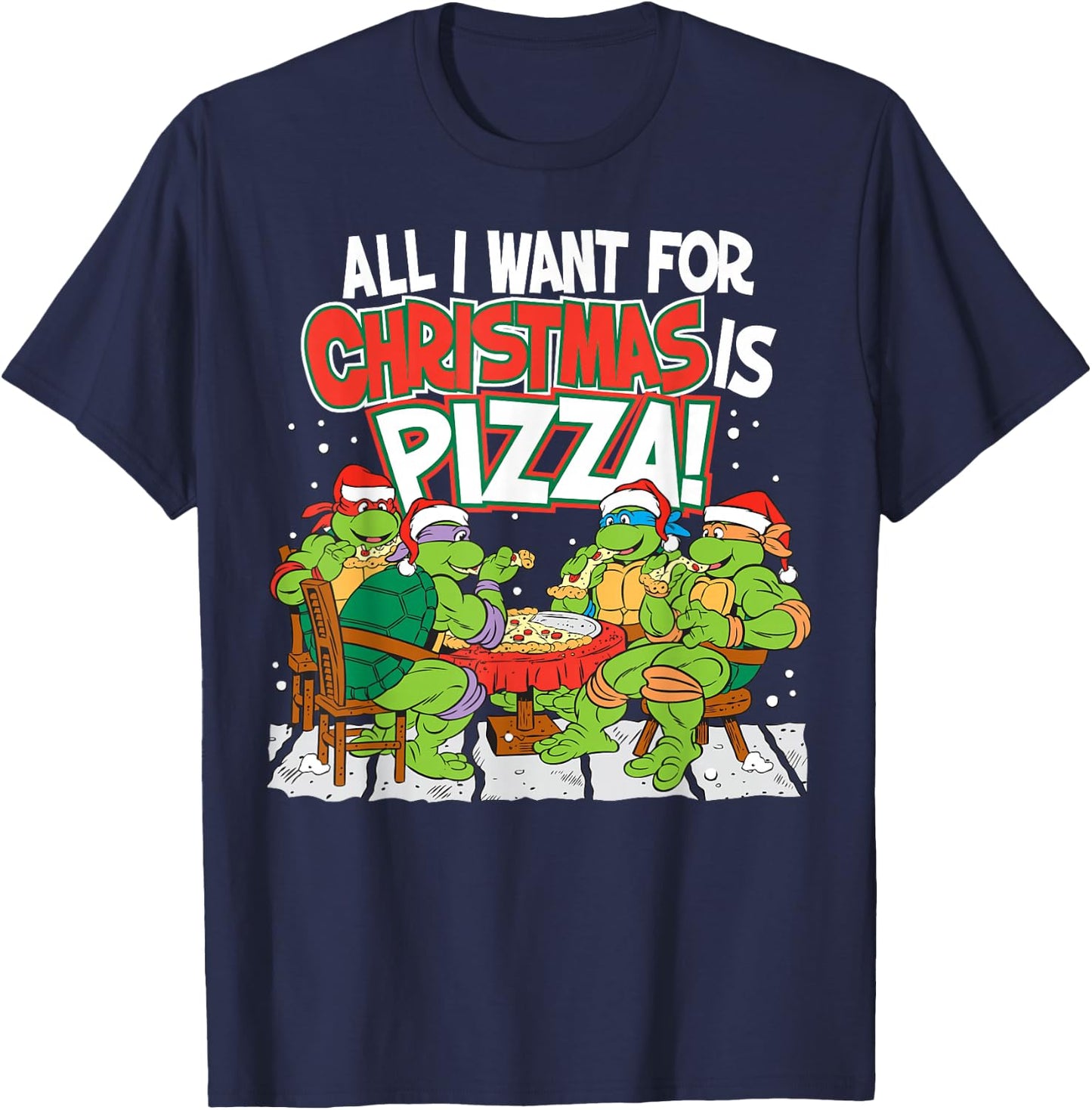 Teenage Mutant Ninja Turtles Pizza for Christmas T-Shirt - T-Shirt | Navy