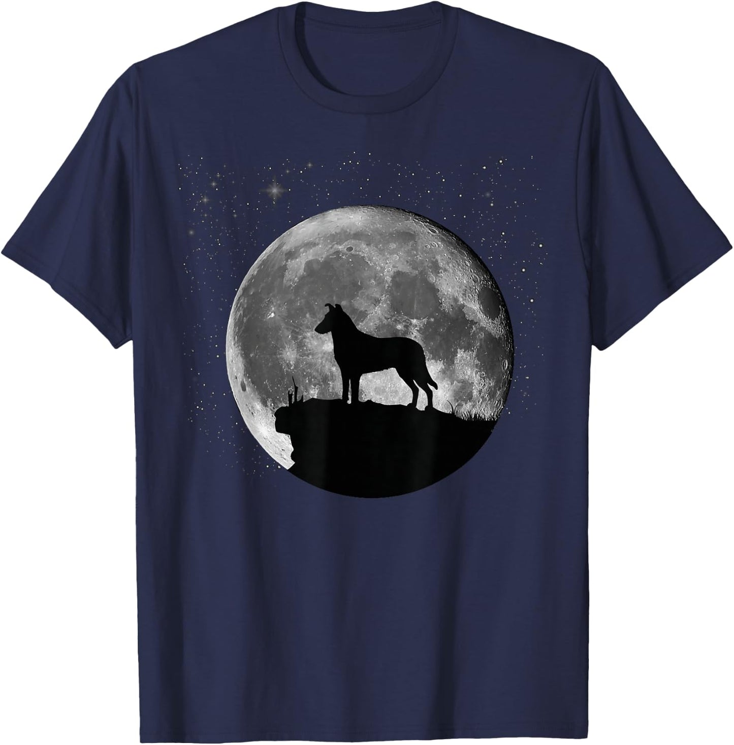 Smooth Collie Dog Moon T-Shirt - T-Shirt | Navy