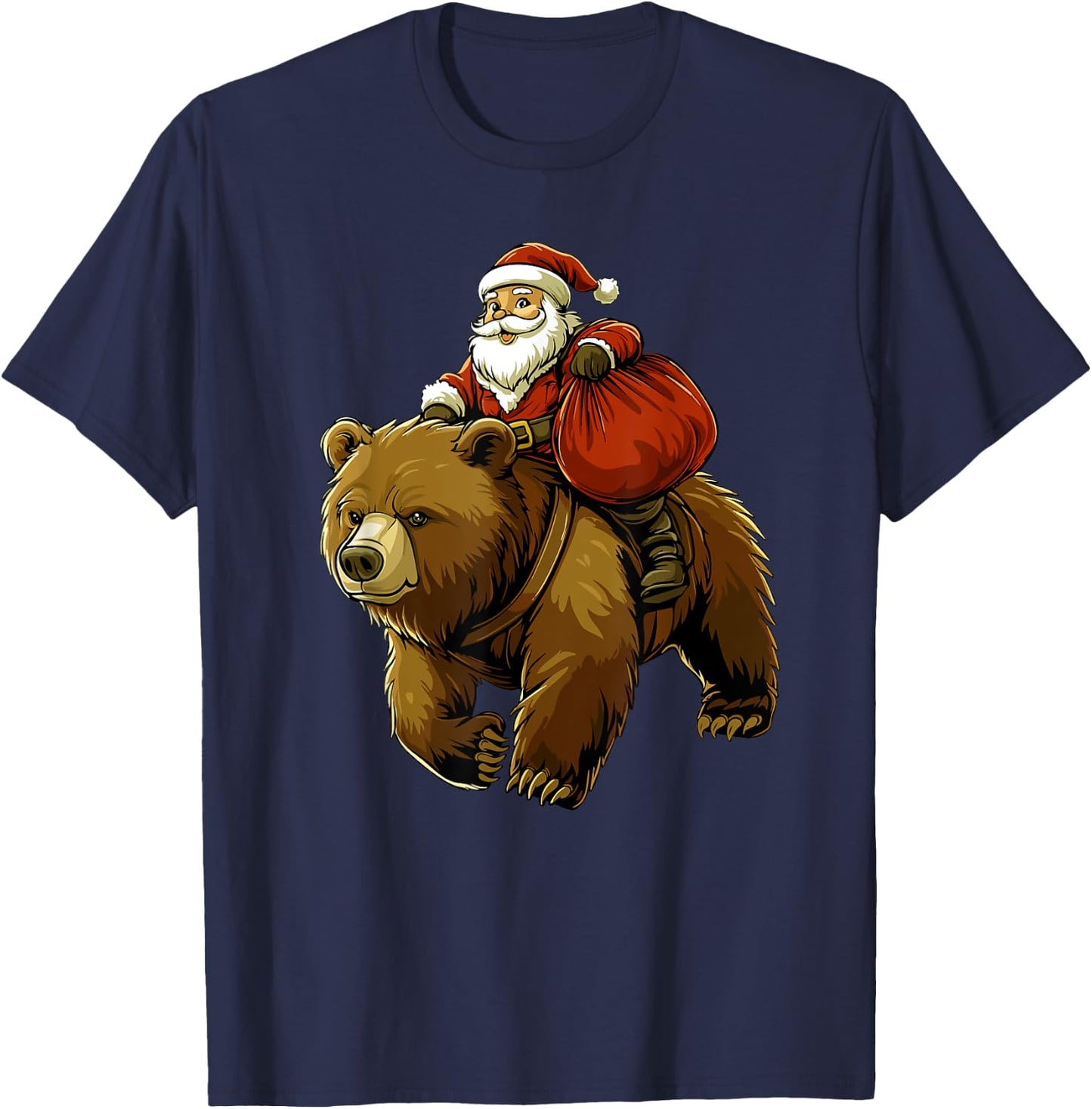 Funny Santa Bear Christmas Kids Boys Men Xmas T-Shirt - T-Shirt | Navy
