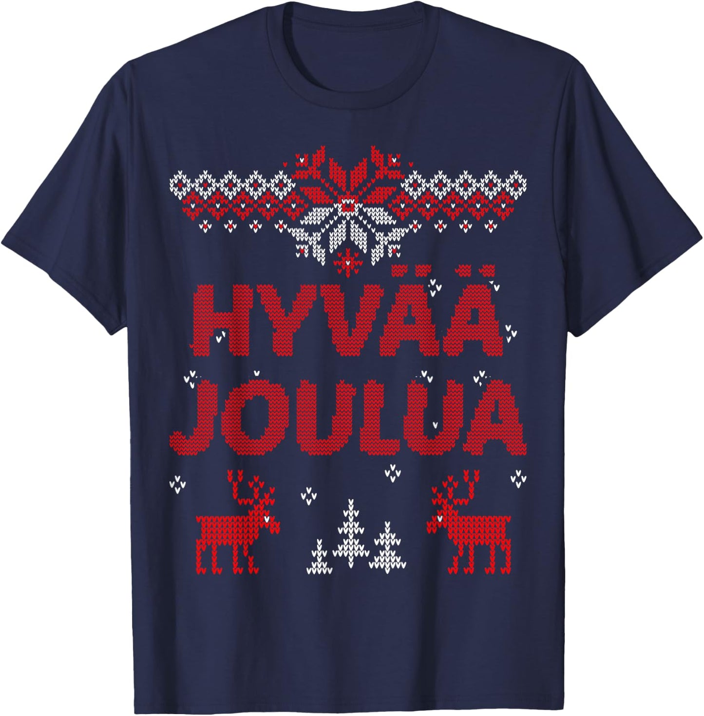 Hyvaa Joulua Finnish Merry Christmas Gift T-Shirt - T-Shirt | Navy