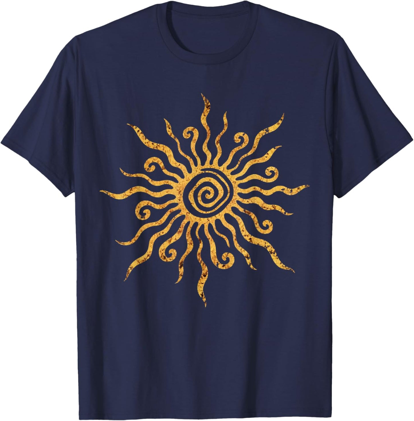 Boho Sun Symbol Illustration | Tribal Sun Design T-Shirt - T-Shirt | Navy