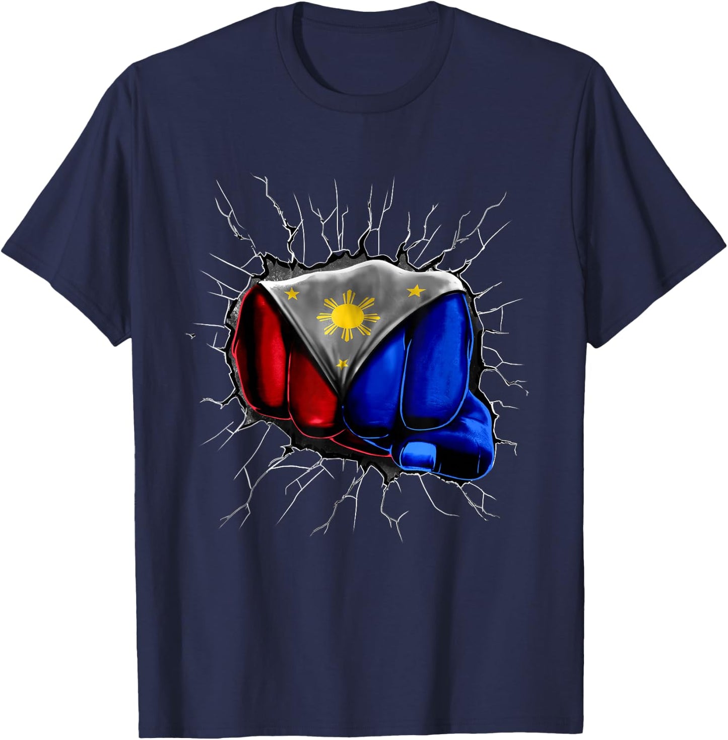 Philippines Flag Shirt Filipino Flag Fist Gift T-Shirt - T-Shirt | Navy