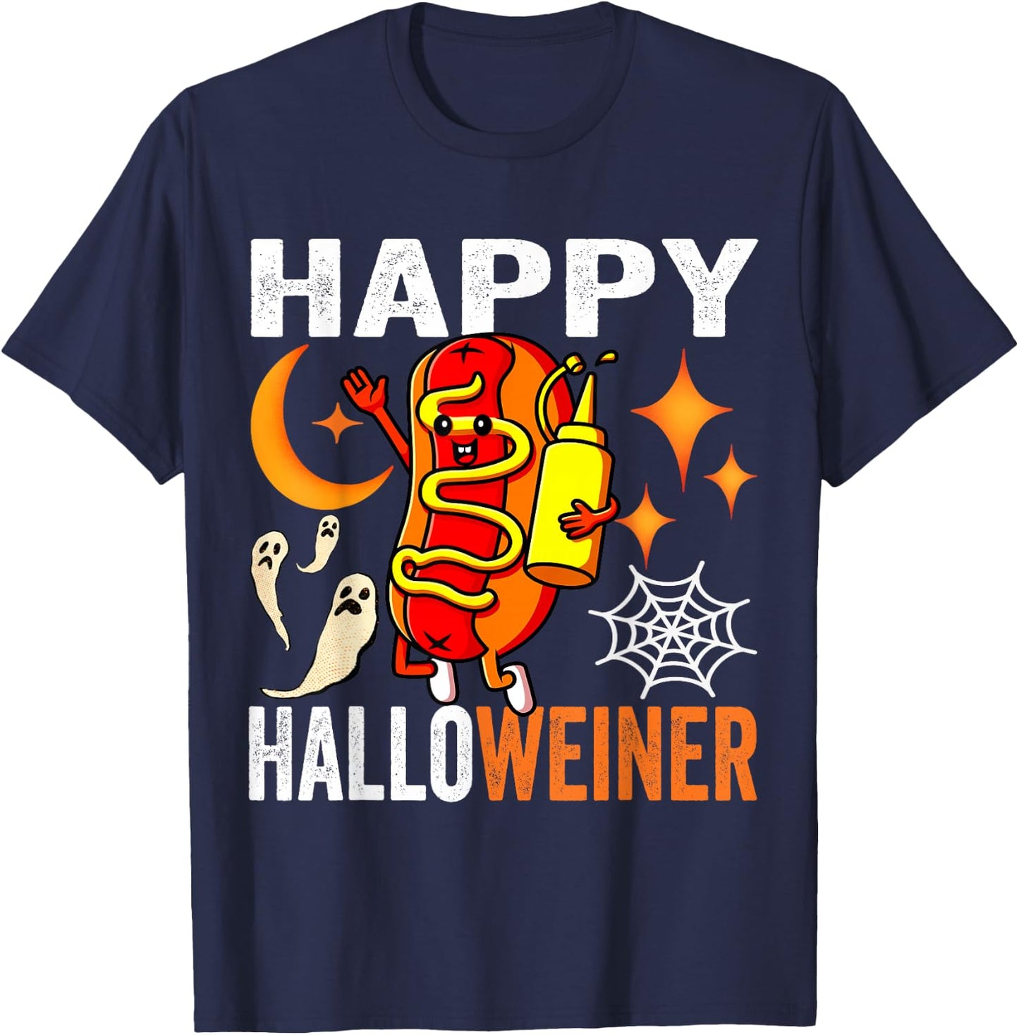 Happy Halloweiner Funny Halloween Party Cute Hot-Dog Costume T-Shirt - T-Shirt | Navy