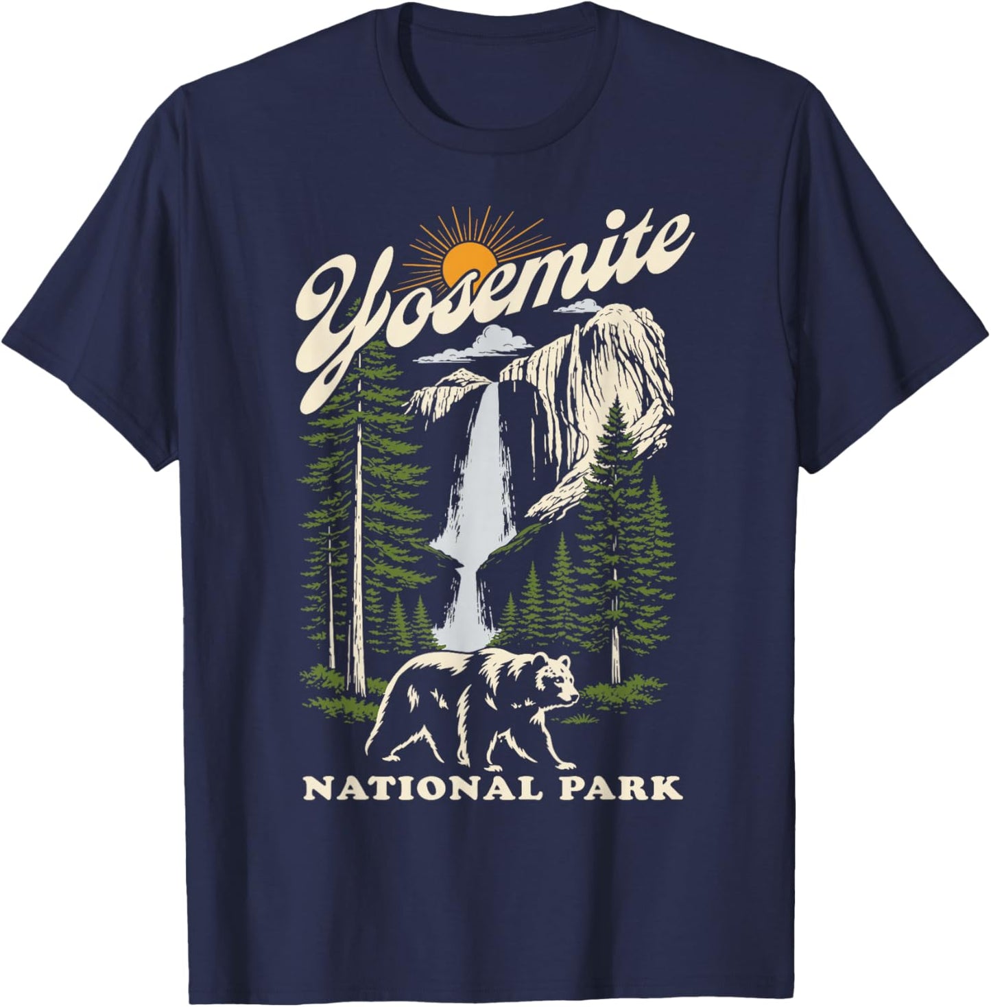 Yosemite National Park Waterfall T-Shirt - T-Shirt | Navy