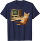 Retro Computer Cat Funny Science Meme Men Women Kids T-Shirt - T-Shirt | Navy