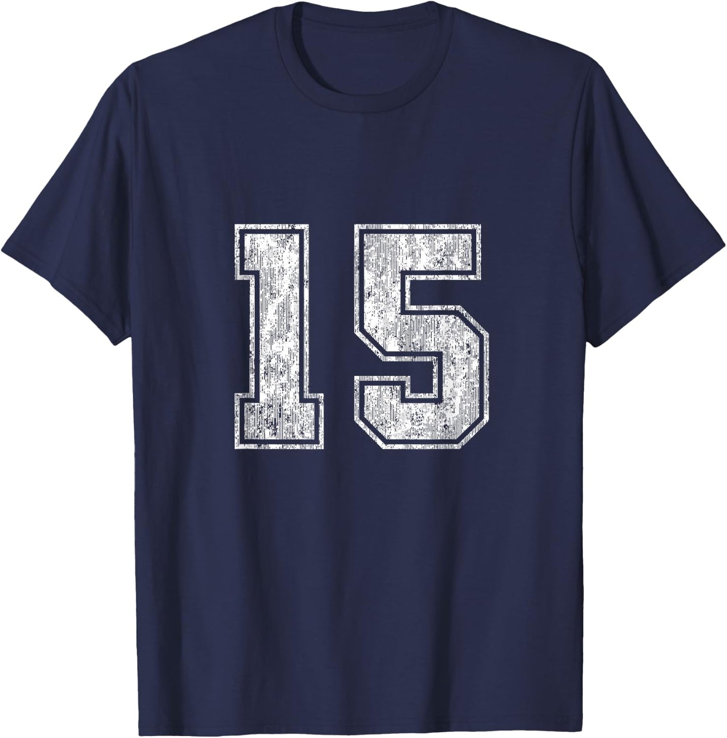 Number 15 Vintage Fifteen Sports Design T-Shirt - T-Shirt | Navy