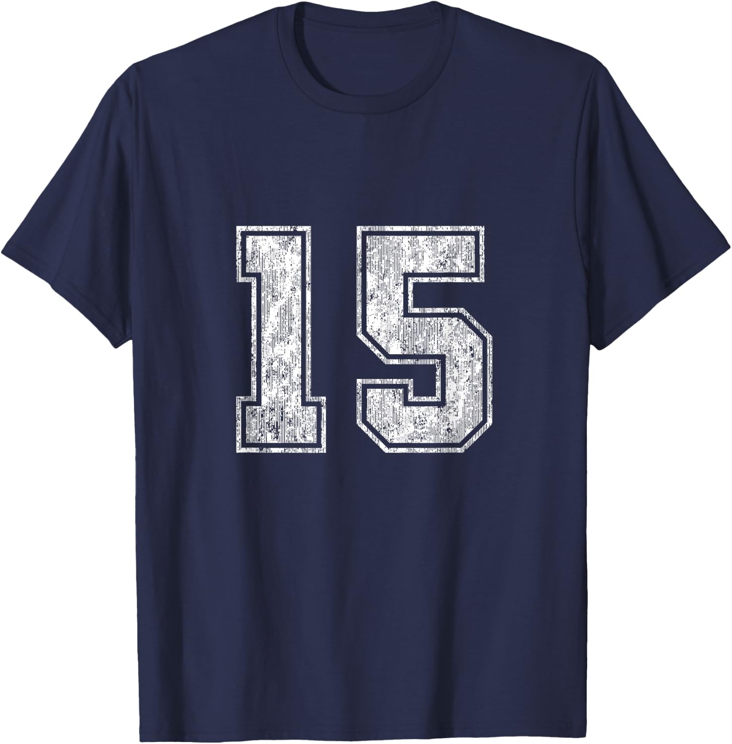 Number 15 Vintage Fifteen Sports Design T-Shirt - T-Shirt | Navy