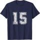 Number 15 Vintage Fifteen Sports Design T-Shirt - T-Shirt | Navy