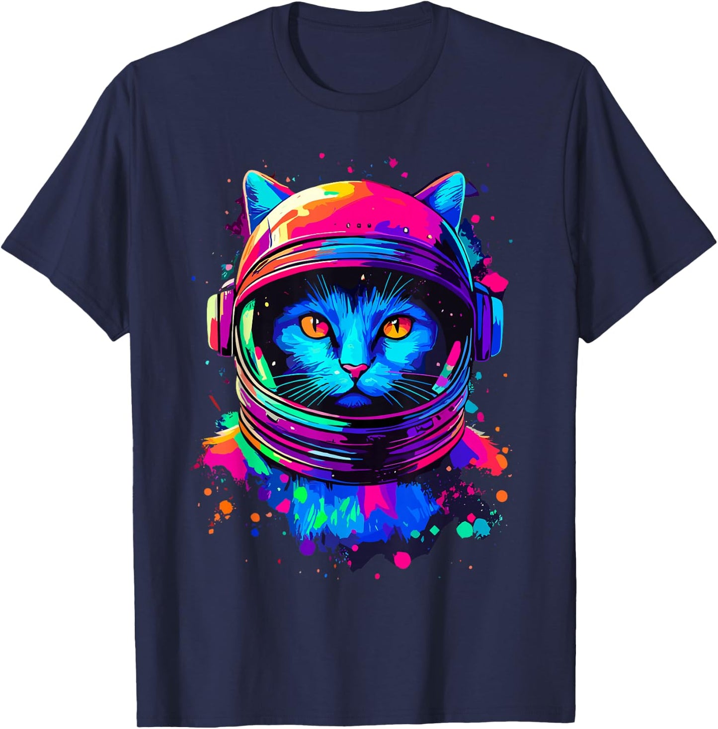 Space Cat Astronaut Space T-Shirt - T-Shirt | Navy