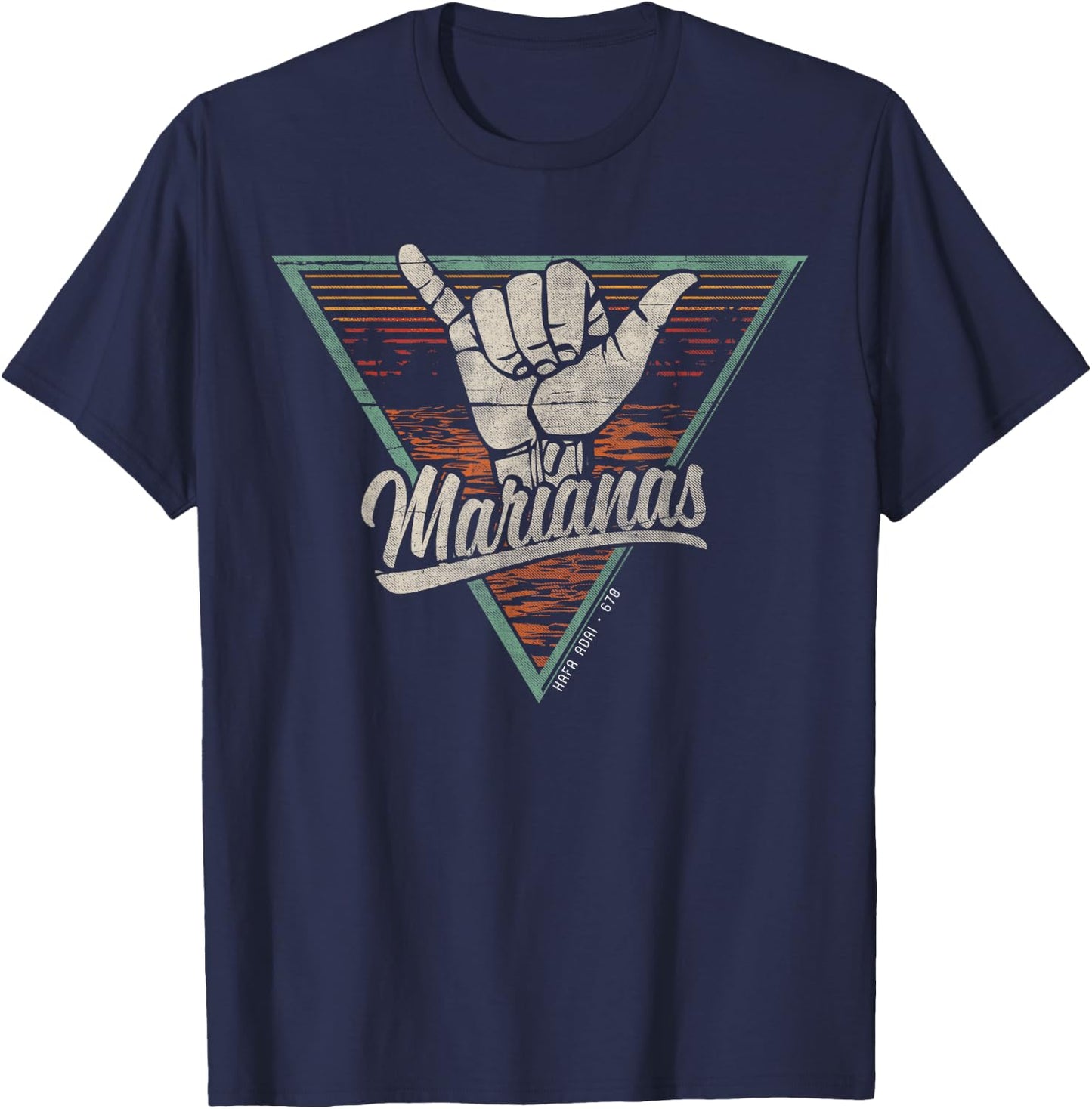 Retro Shaka Marianas Shirt - CNMI T-Shirt - T-Shirt | Navy