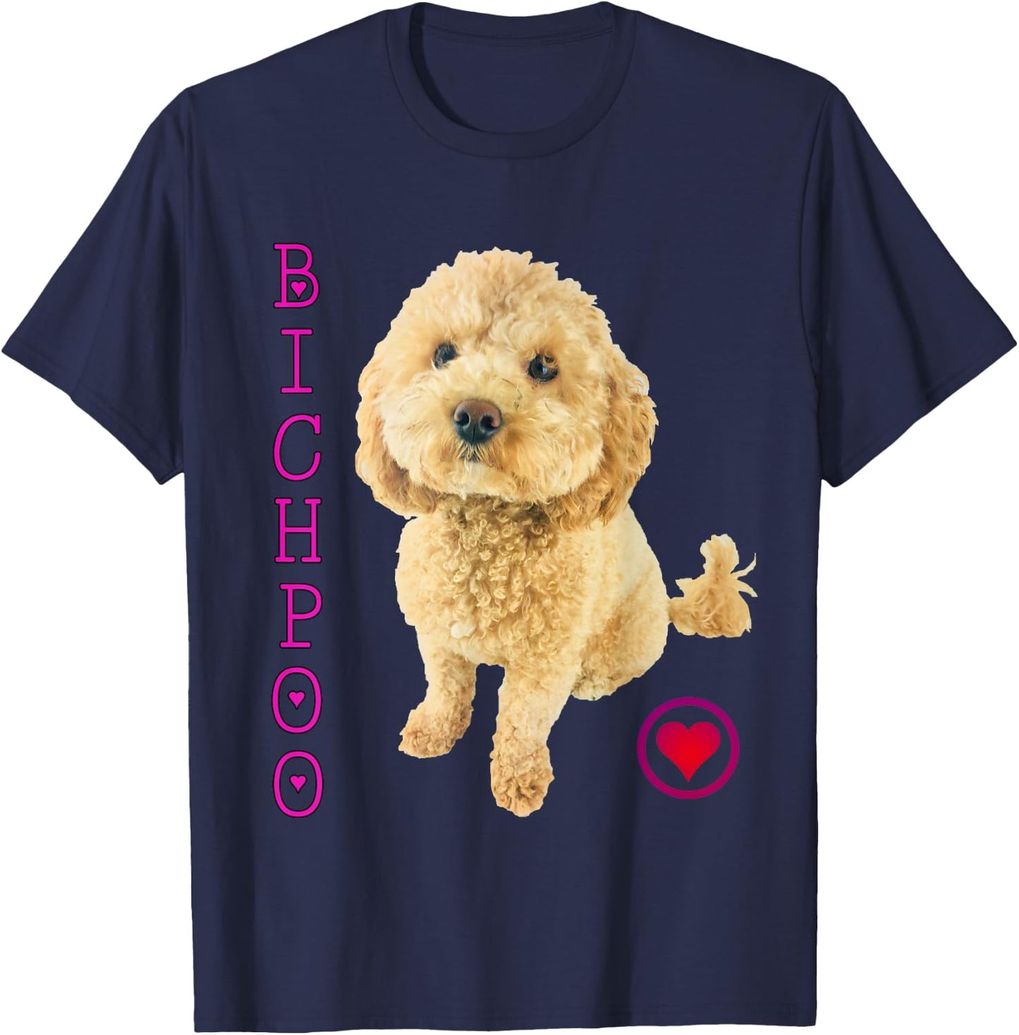 Bichpoo Puppy Dog Poodle cross Noodle Super cute Boodle Men Women Girls Kids T-Shirt - T-Shirt | Navy