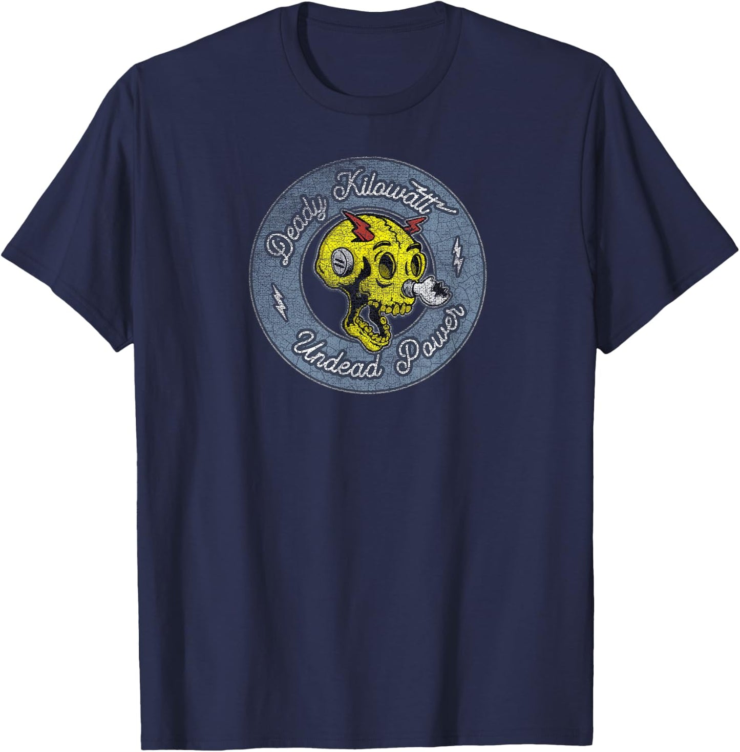 Deady Kilowatt Skull Zombie T-Shirt - T-Shirt | Navy