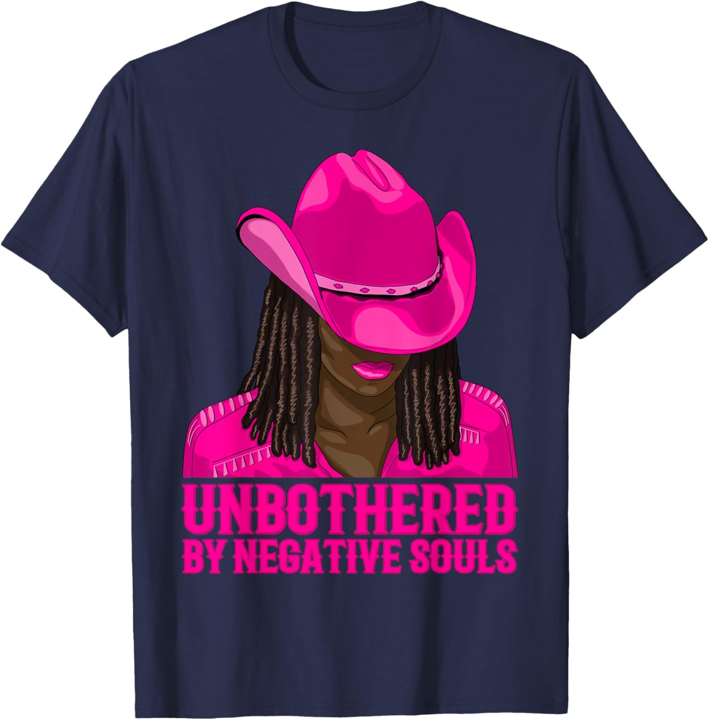 Unbothered By Negative Souls Western Cowgirl Black Women T-Shirt - T-Shirt | Navy