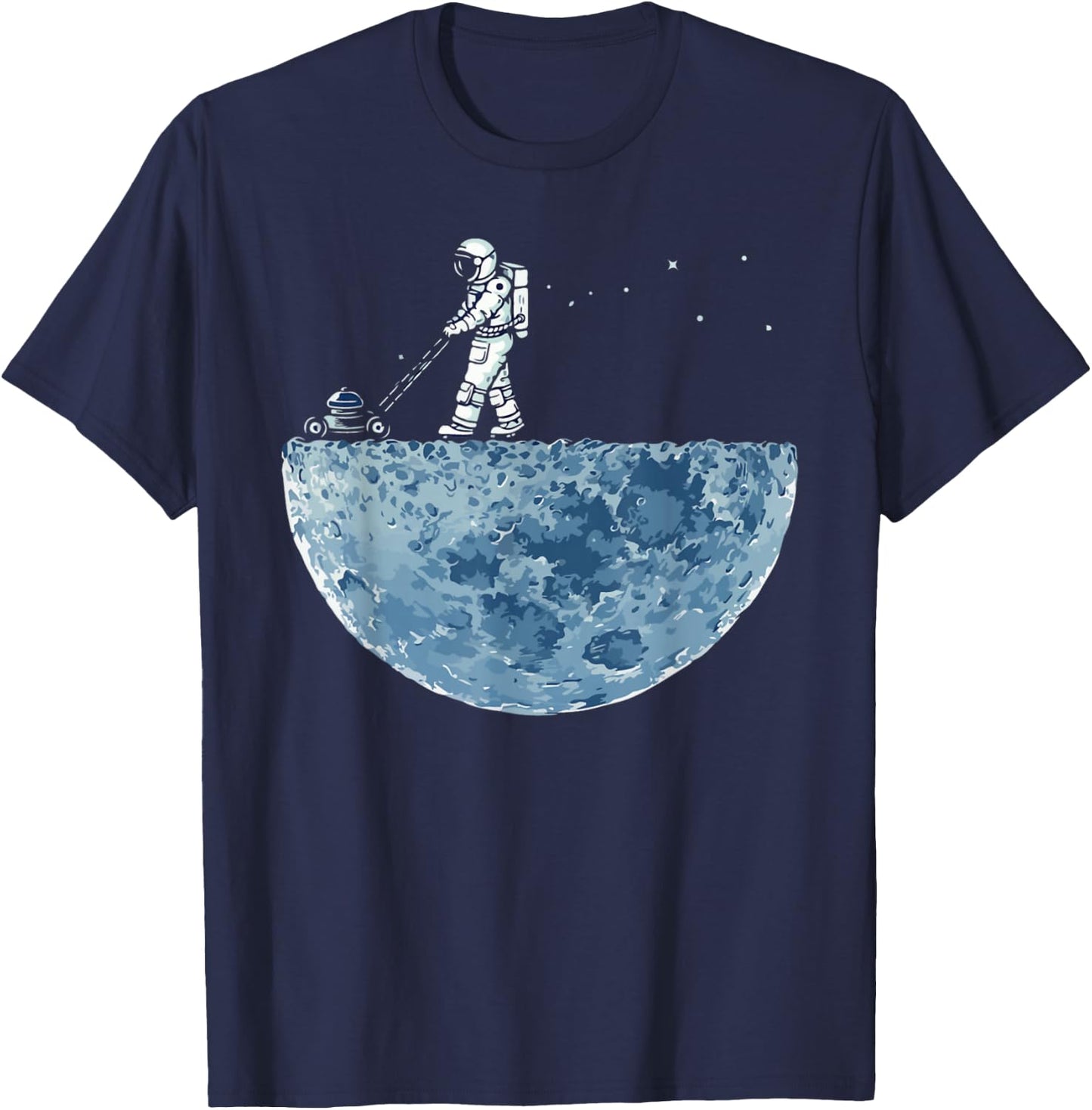 Astronaut Mowing the Moon Lawn T-Shirt - T-Shirt | Navy