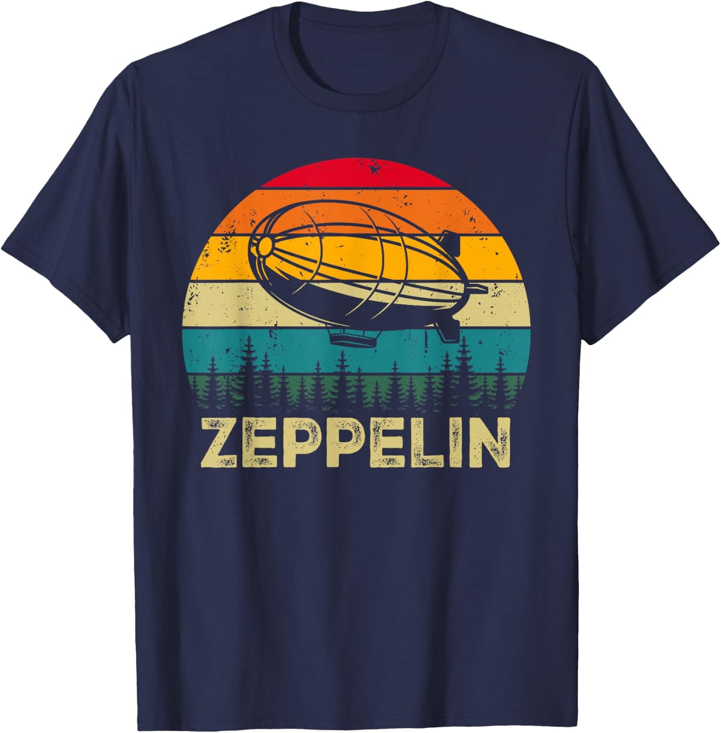 Vintage Retro Zeppelin 70s 80s Dirigible Airship Blimp T-Shirt - T-Shirt | Navy