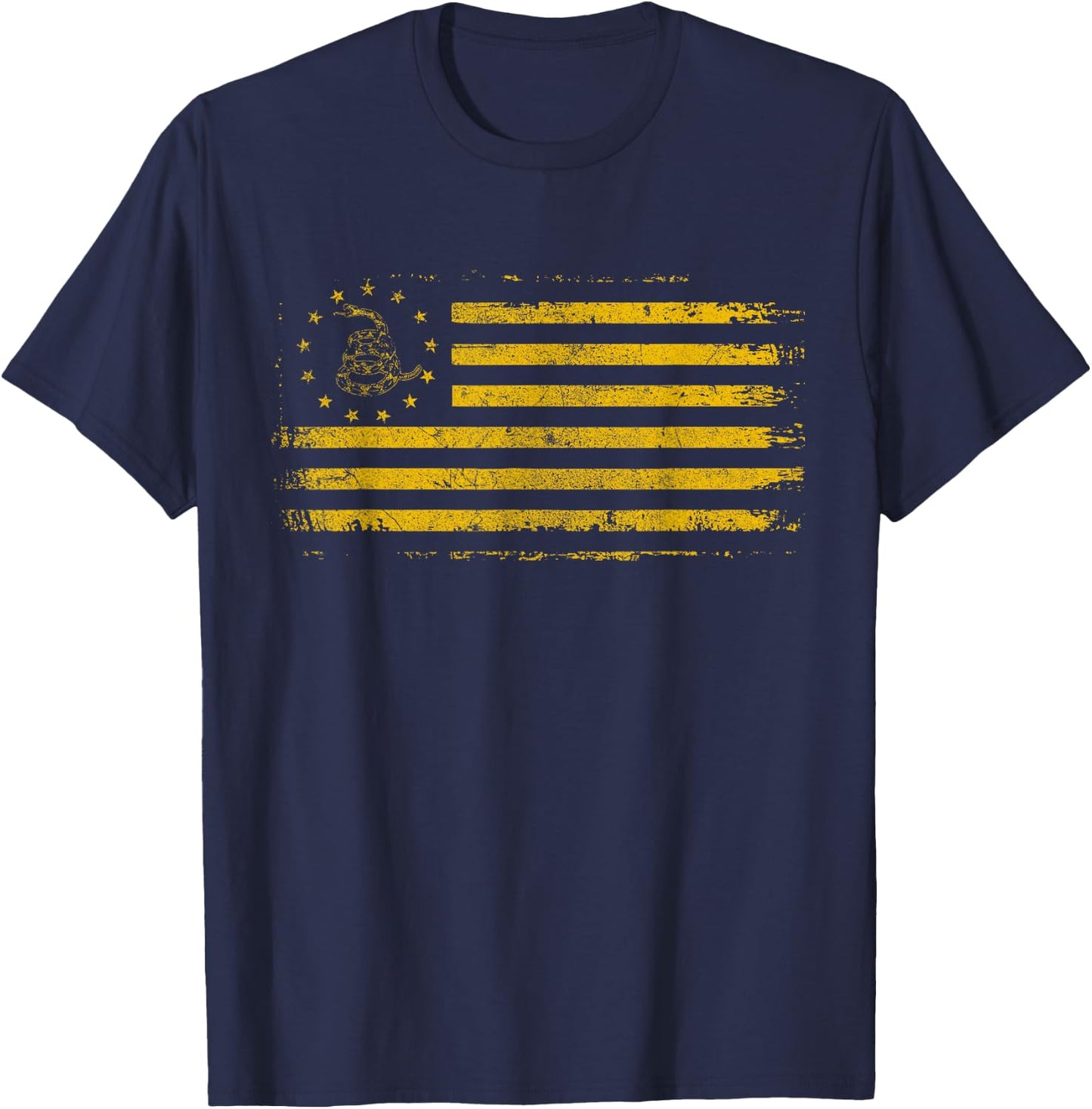 Gadsden & Betsy Ross Flag - 13 Colonies - Snake Yellow T-Shirt - T-Shirt | Navy