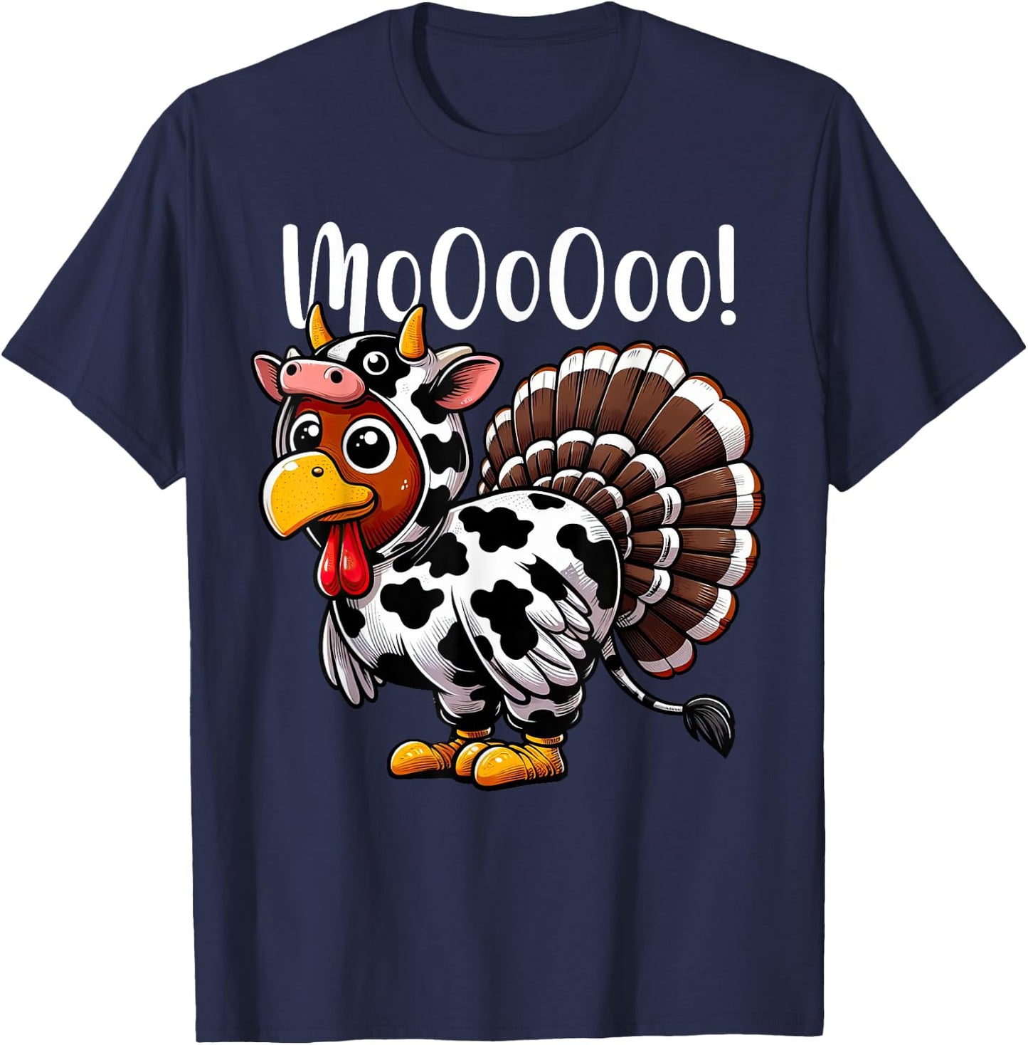 Turkey Moo Cow Costume Funny Thanksgiving T-Shirt - T-Shirt | Navy