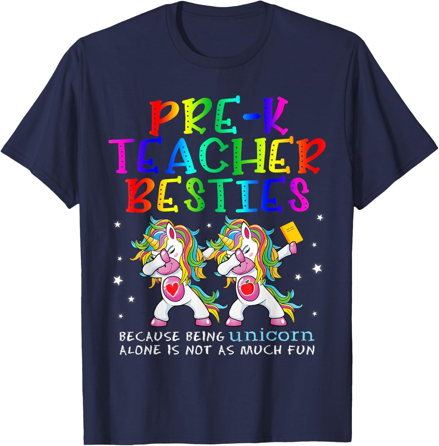 Pre-K Teacher Besties Teacher's Day Best Friend Women T-Shirt - T-Shirt | Navy