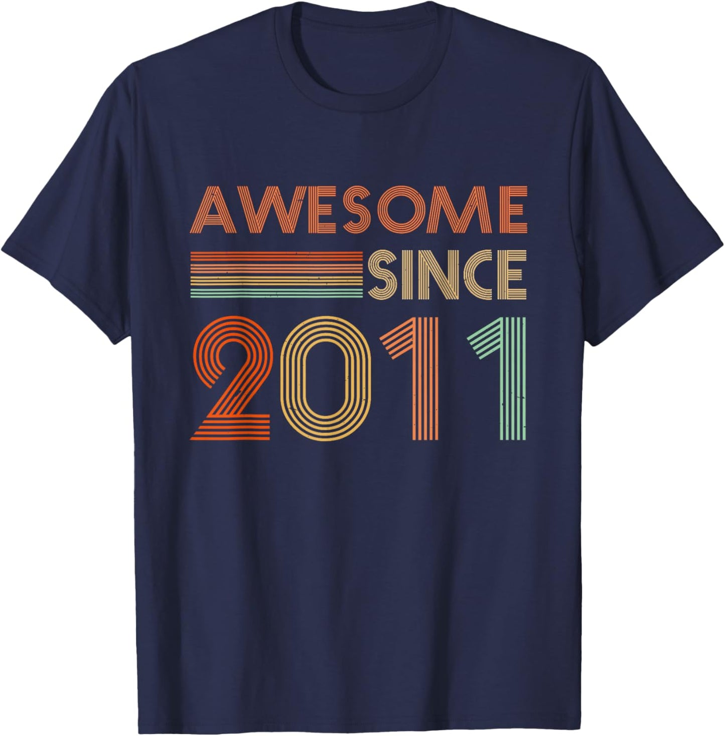 Retro Awesome Since 2011 Vintage 15th Birthday 15 Years Old T-Shirt - T-Shirt | Navy