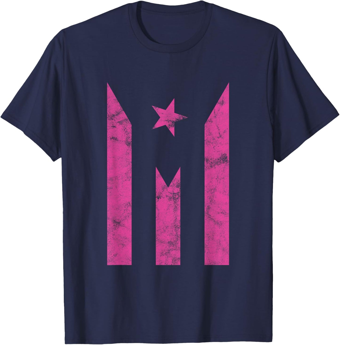 Boricua Puerto Rico Strong Puerto Rican Flag - Pink T-Shirt - T-Shirt | Navy