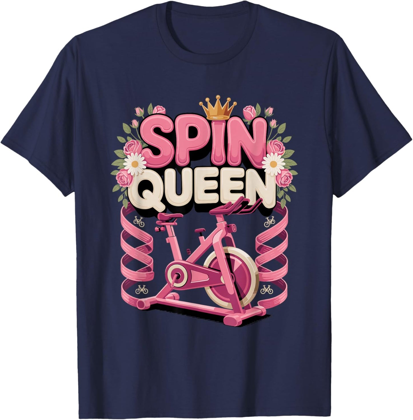 Spin Queen Spin Class Indoor Cycling Workout T-Shirt - T-Shirt | Navy