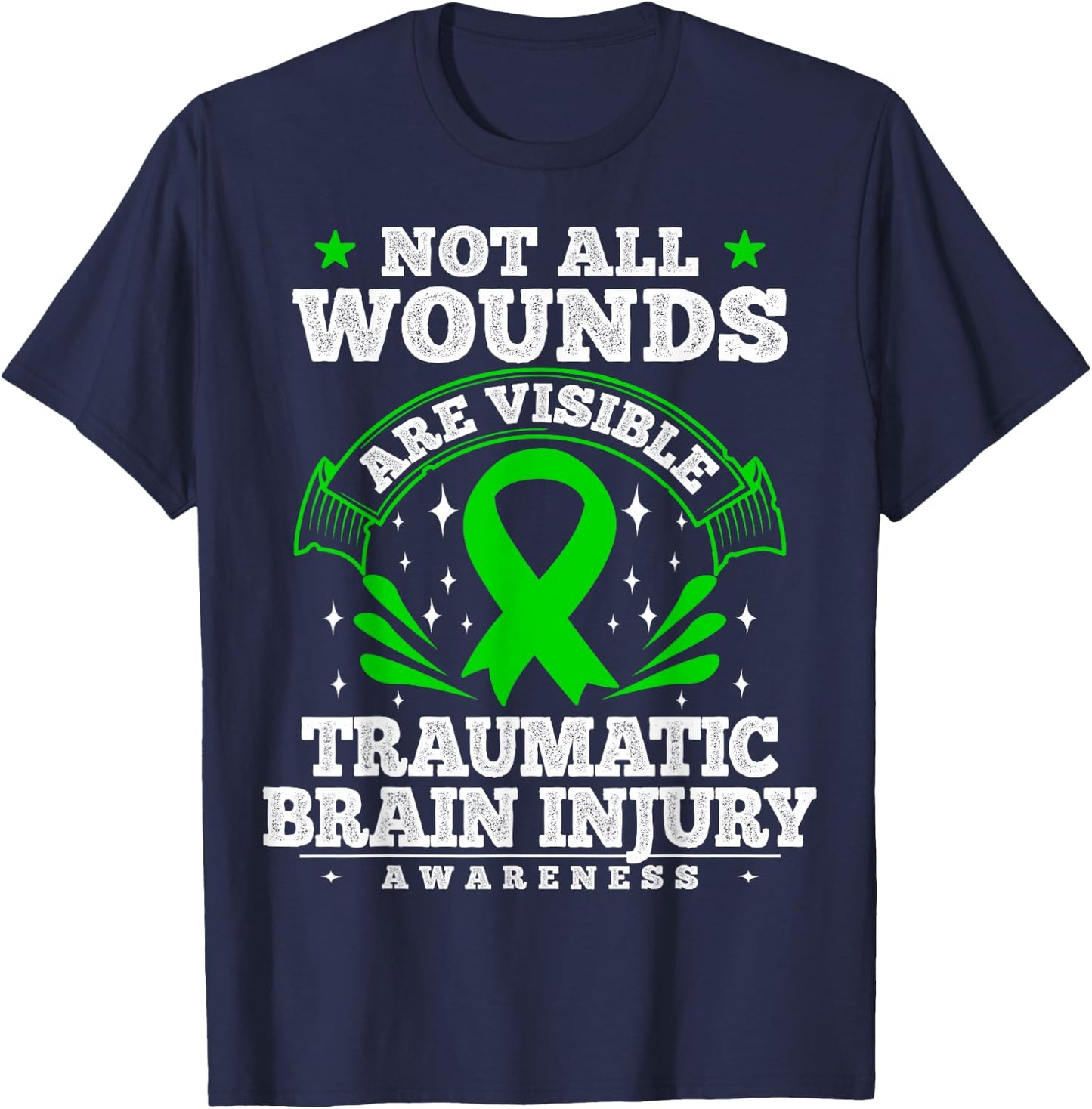 Traumatic Brain Injury Survivor - TBI Awareness Ribbon T-Shirt - T-Shirt | Navy