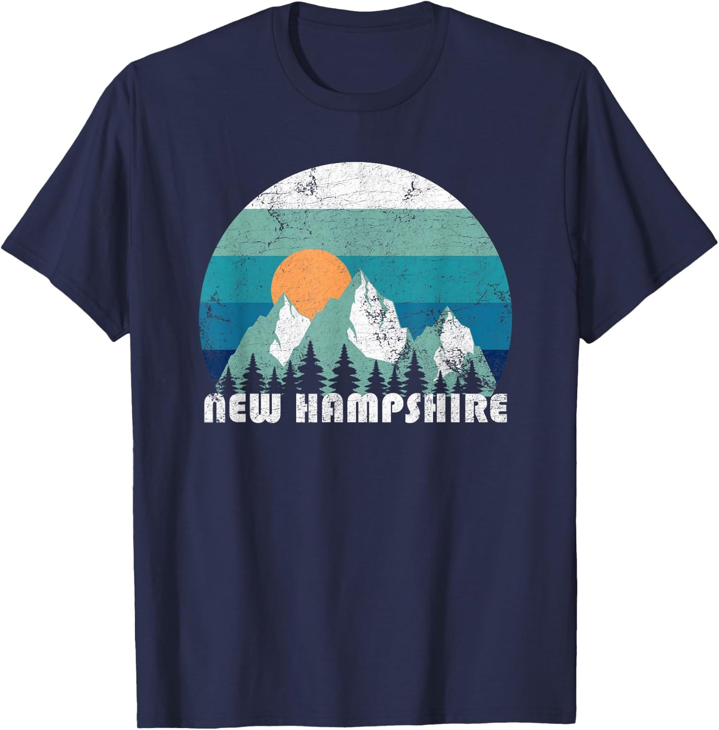 New Hampshire State Retro Vintage T-Shirt - T-Shirt | Navy