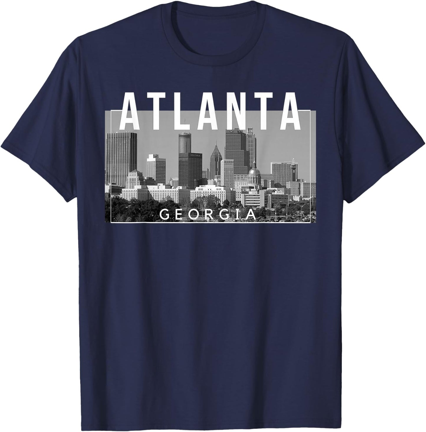 Atlanta Georgia ATL The A Gate City Skyline T-Shirt - T-Shirt | Navy