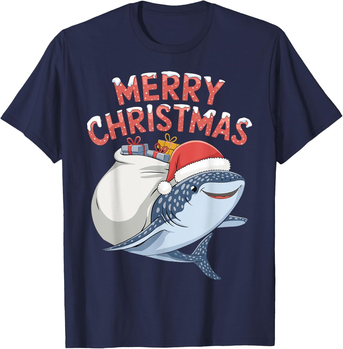 Merry Christmas Whale Shark T-Shirt - T-Shirt | Navy