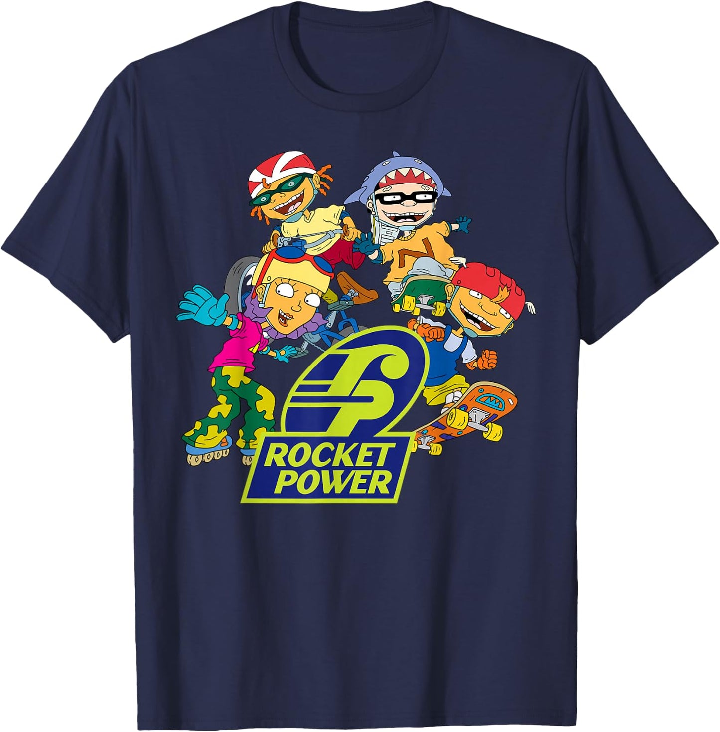 Rocket Power Nick 90s Throwback All Characters T- Shirts T-Shirt - T-Shirt | Navy