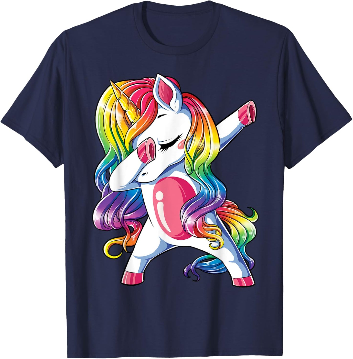 Dabbing Unicorn T shirt Girls Kids Women Rainbow Unicorns T-Shirt - T-Shirt | Navy
