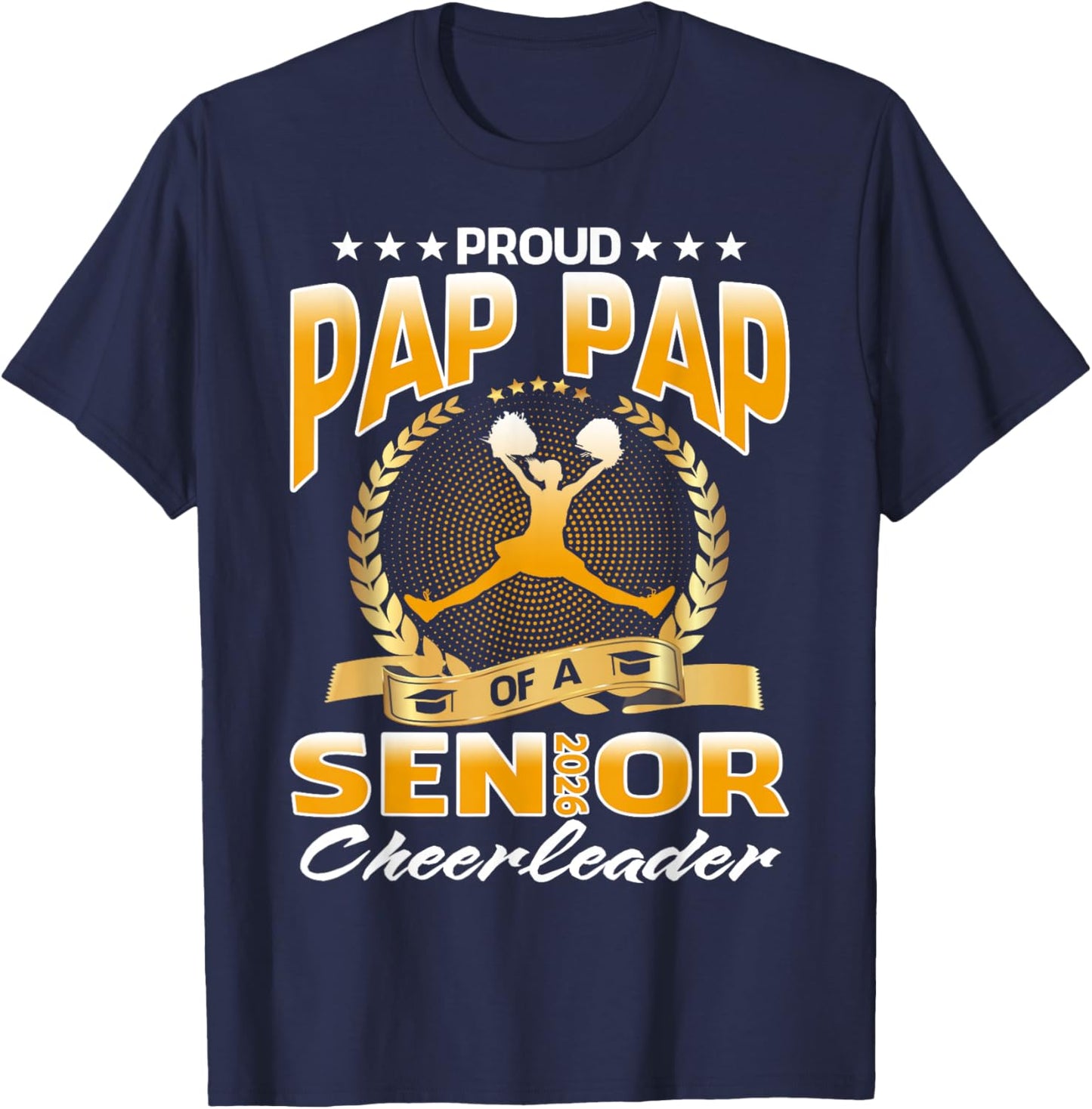 Proud Pap Pap of A 2026 Senior Cheerleader T-Shirt - T-Shirt | Navy