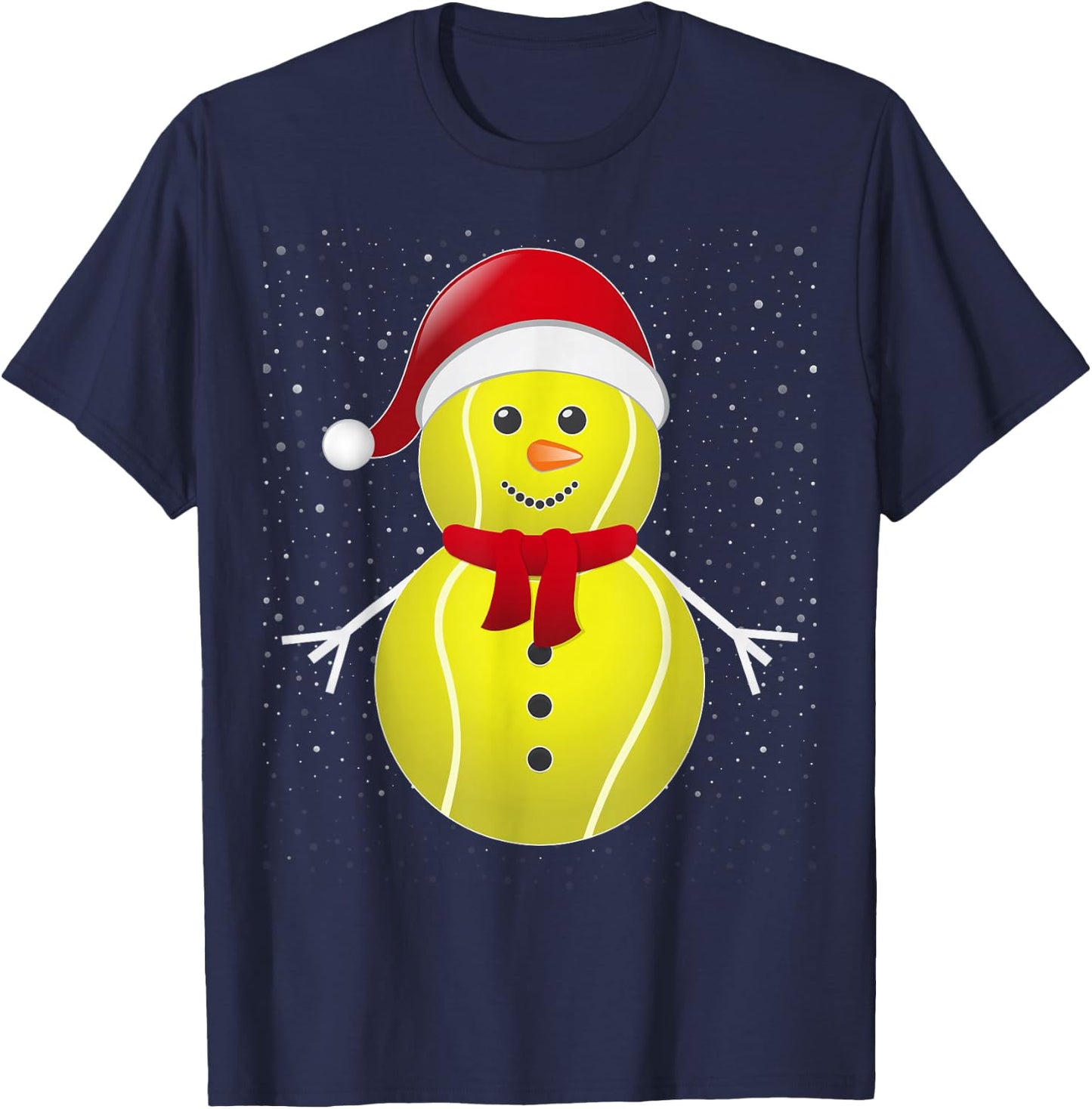 Tennis Ball Snowman Santa T-Shirt - T-Shirt | Navy