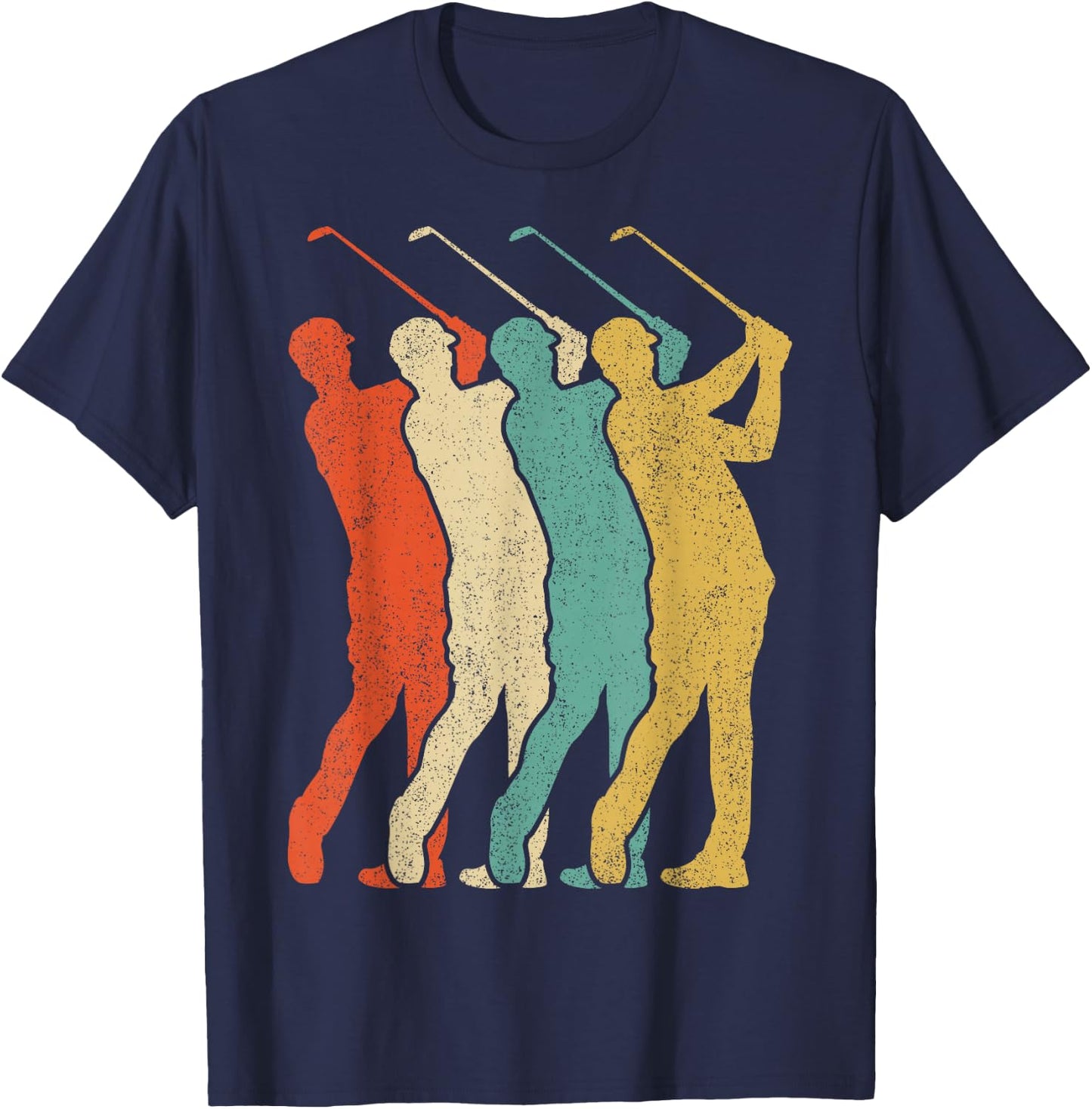Golf Vintage Silhouette 60s 70s Retro Gift Club & Ball Sport T-Shirt - T-Shirt | Navy