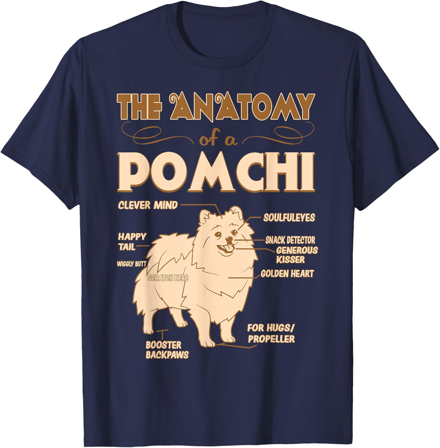 The Anatomy Of Pomchi Pet Lovers Gift T-Shirt - T-Shirt | Navy