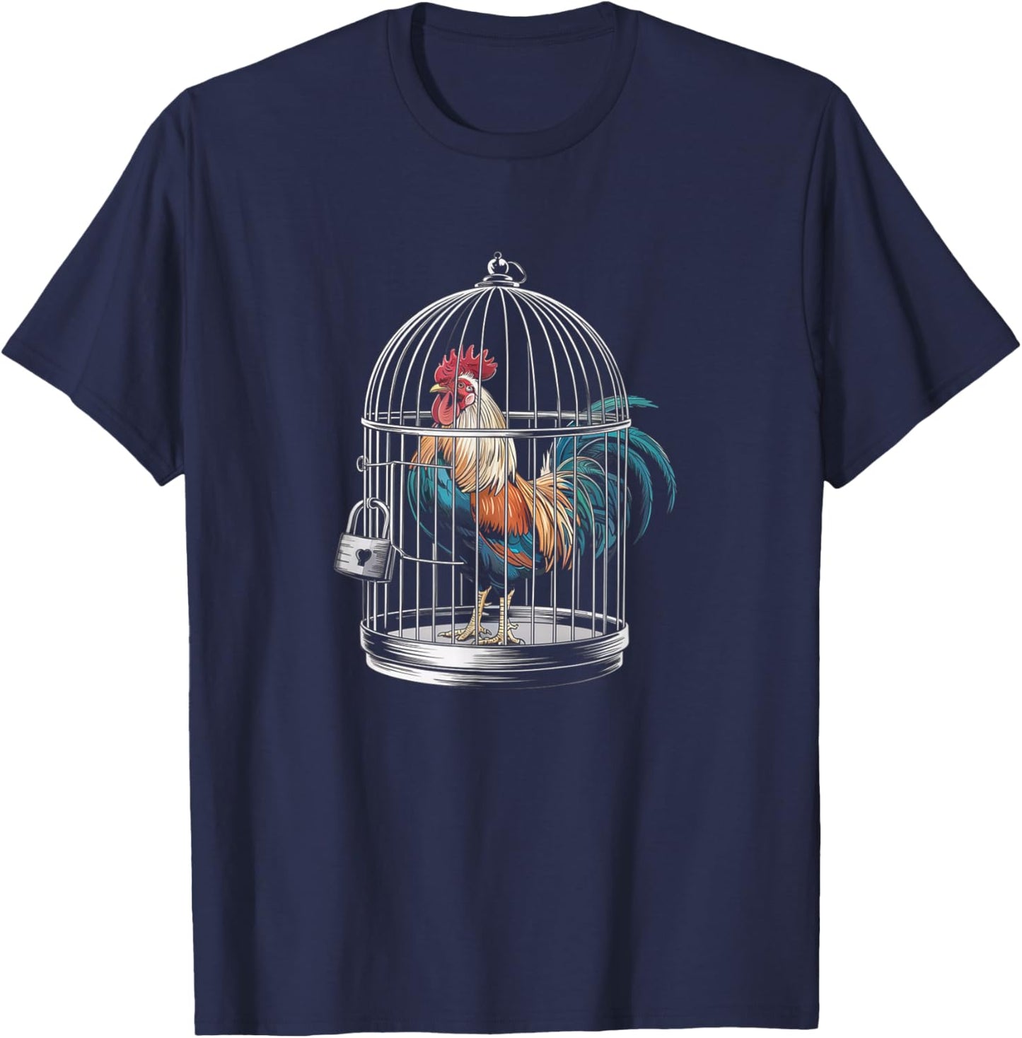 Caged Rooster T-Shirt - T-Shirt | Navy