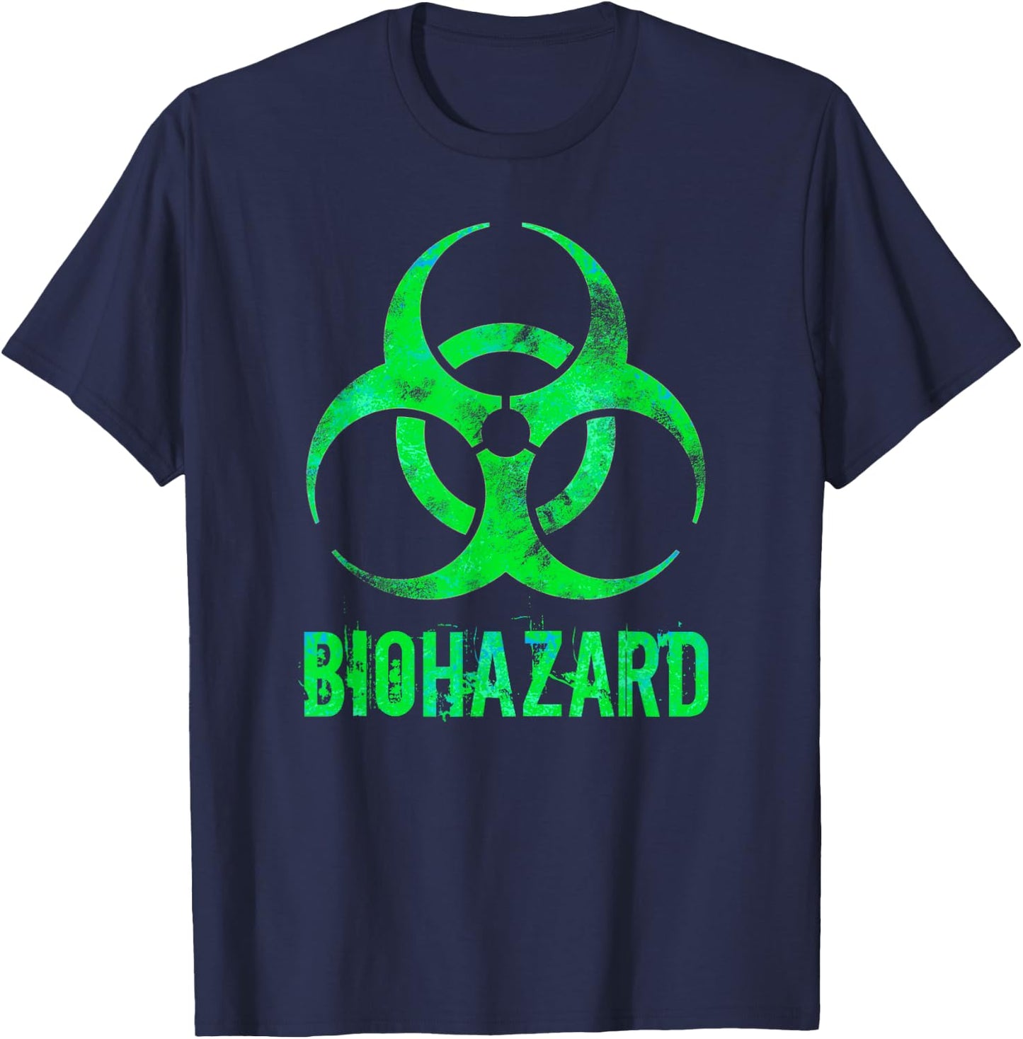 Biohazard Distressed Biology Science Teacher Gift Women Girls Kids T-Shirt - T-Shirt | Navy