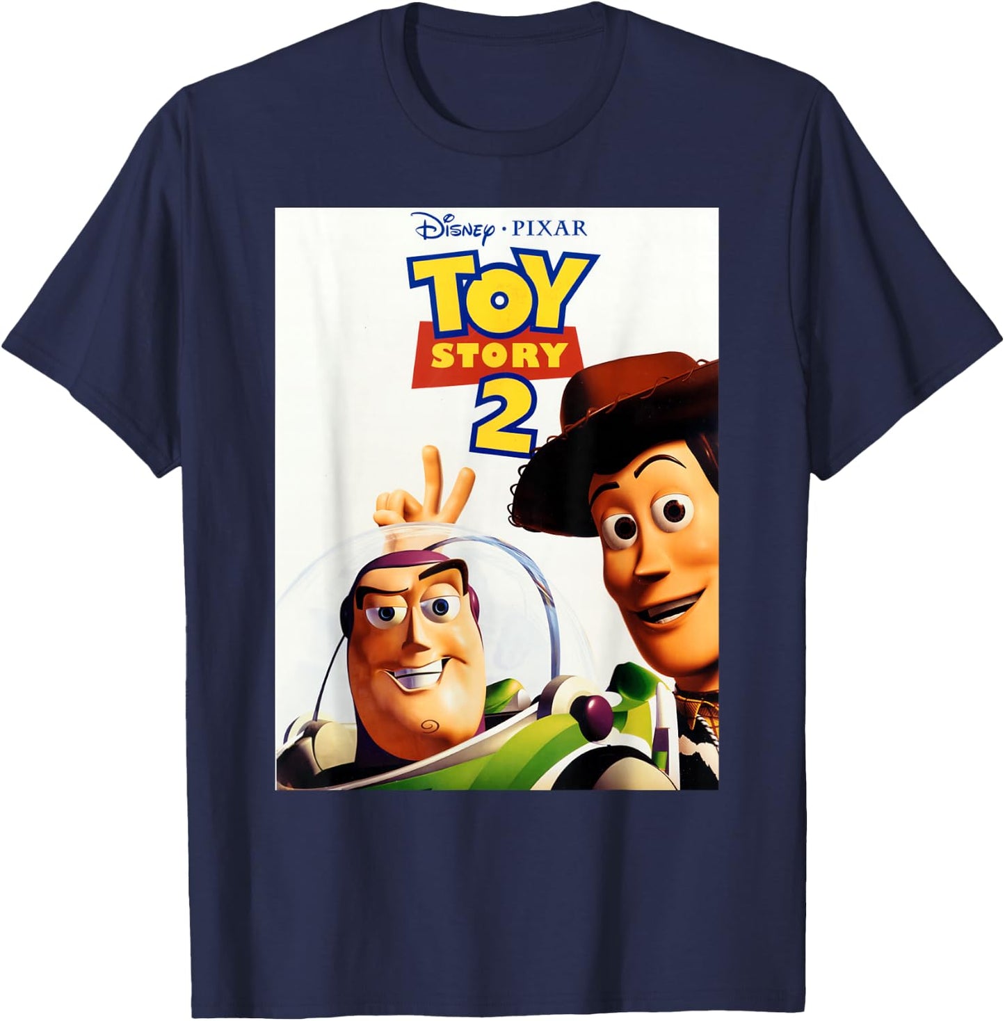 Disney Pixar Toy Story 2 Woody And Buzz Movie Poster T-Shirt - T-Shirt | Navy