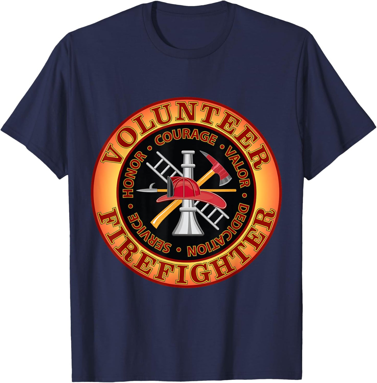 Volunteer Firefighter Courage Valor Shirt T-Shirt - T-Shirt | Navy
