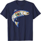 Retro West Virginia Flag Trout Vintage Fly Fishing Graphic T-Shirt - T-Shirt | Navy