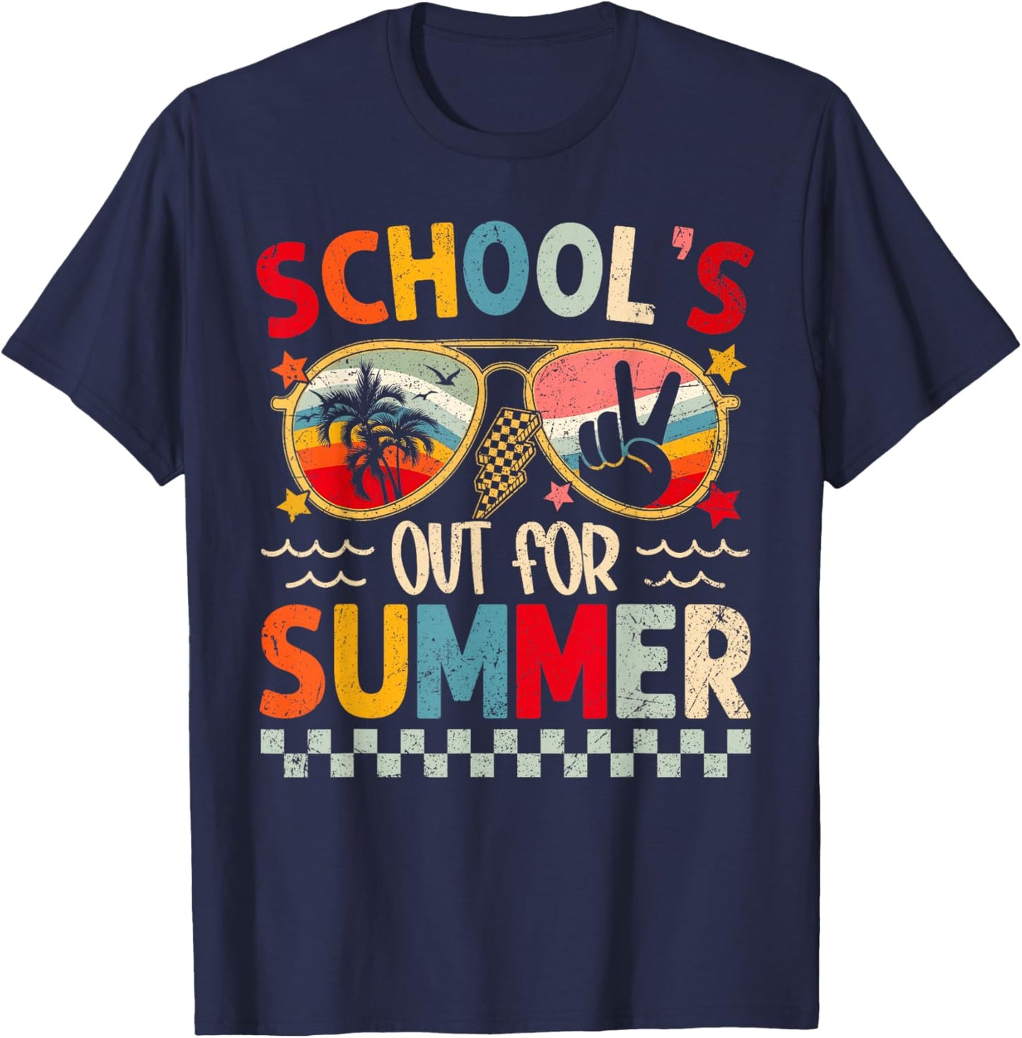 Schools Out for Summer Last Day Sunglasses Boy Girl Teacher T-Shirt - T-Shirt | Navy