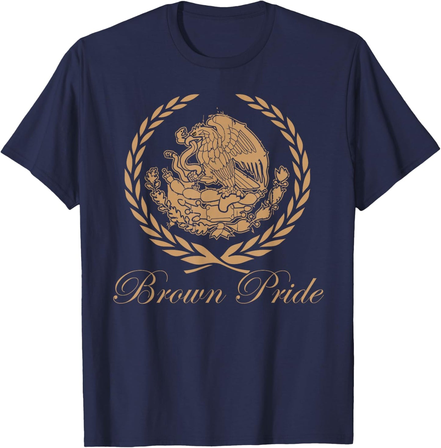 CaliDesign Men's Brown Pride Mexican Heritage Flag T-Shirt - T-Shirt | Navy