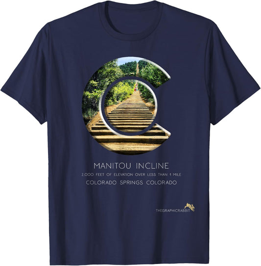 Colorado State Flag C Logo T Shirt - Manitou Incline T-Shirt - T-Shirt | Navy