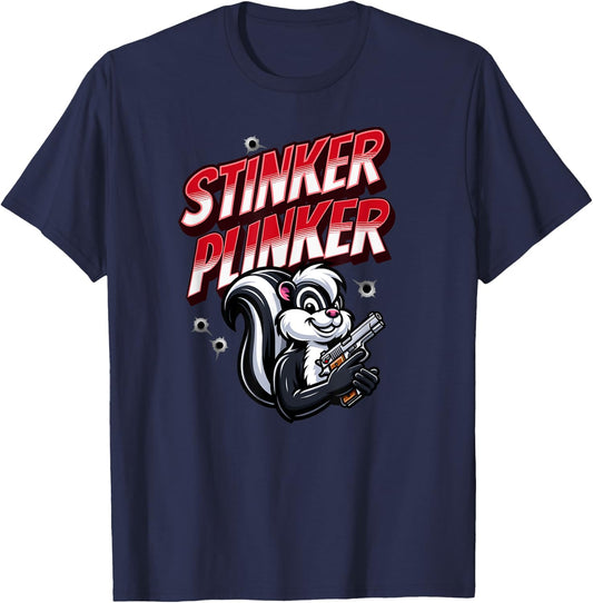 Stinker Plinker - Skunk Handgun Shootist T-Shirt - T-Shirt | Navy