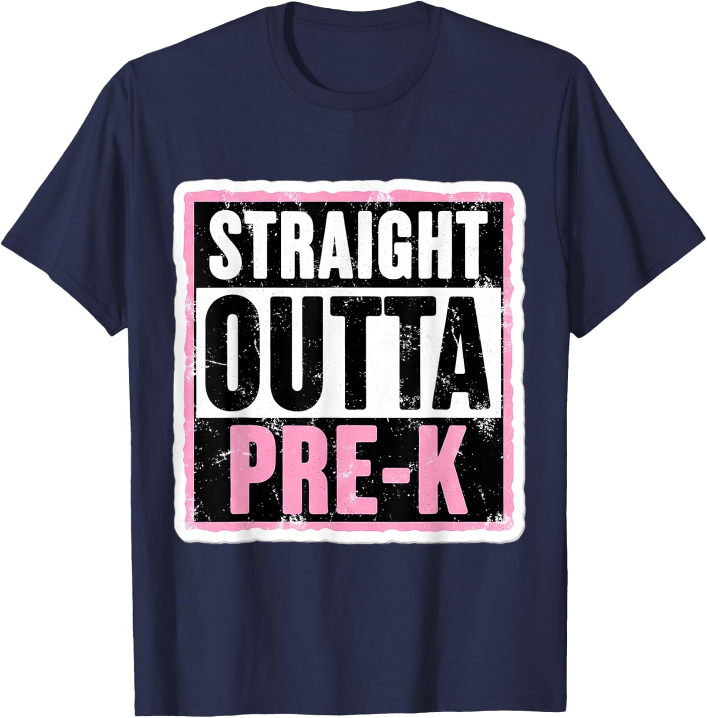 Straight Outta Pre-K Graduation Girls School Graduate Girl T-Shirt - T-Shirt | Navy