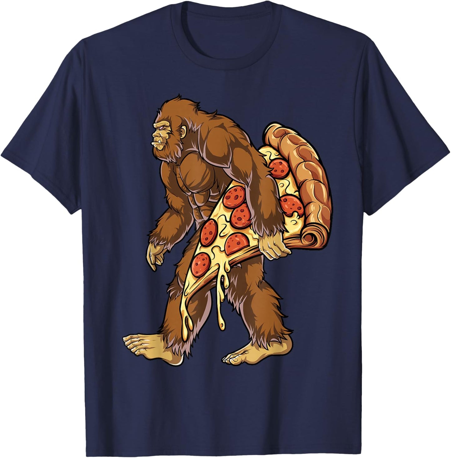 Bigfoot Pizza Funny Men Women Food Lovers Pepperoni T-Shirt - T-Shirt | Navy