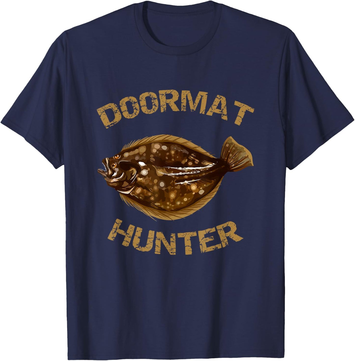 Doormat Hunter | Summer Flounder Fishing T-Shirt - T-Shirt | Navy